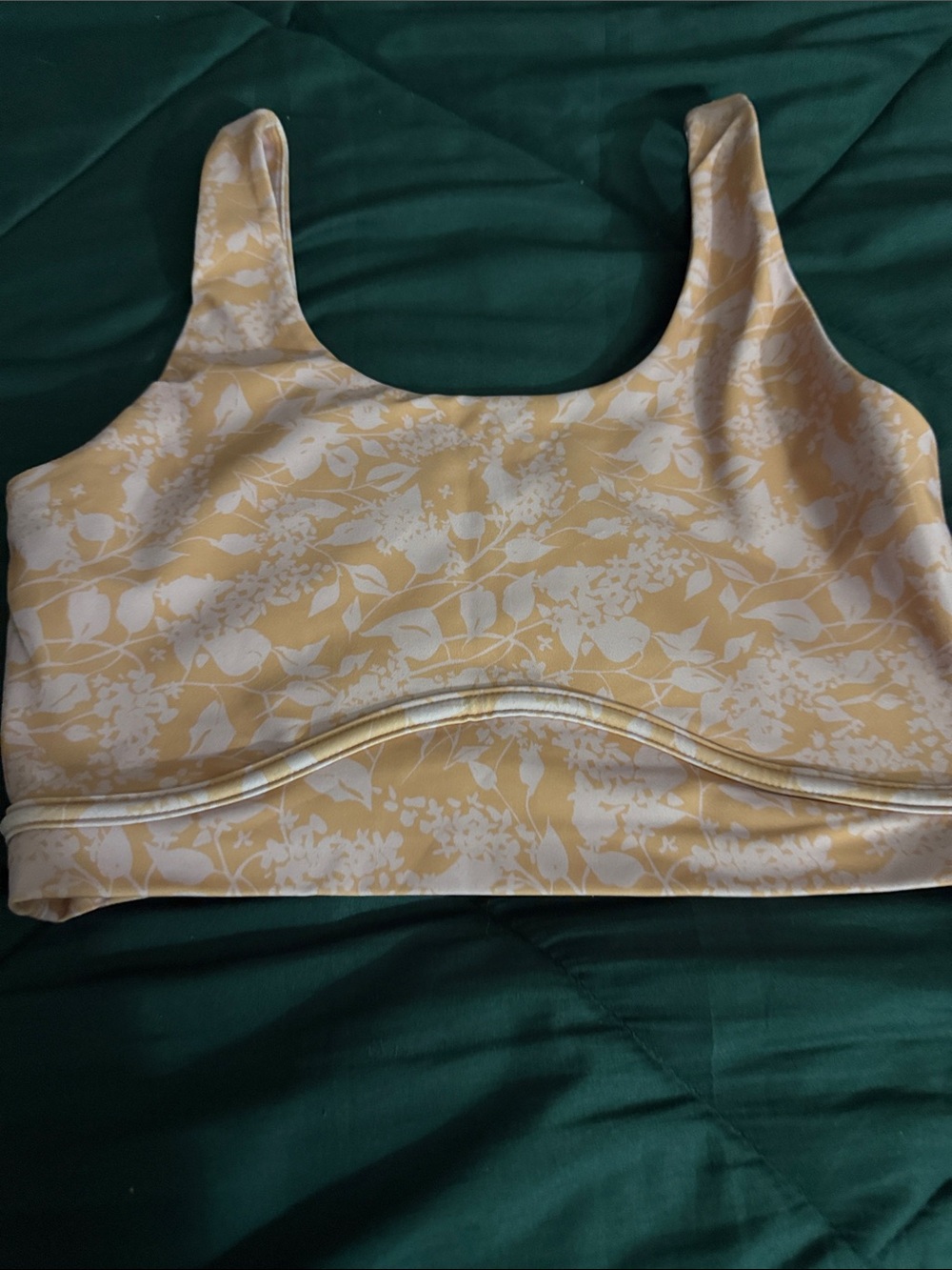 Floral Scoop-Neck Sports Bra in Yellow